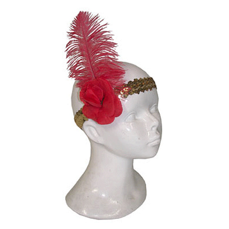Charleston jaren 20 verkleed hoofdband met rode veer