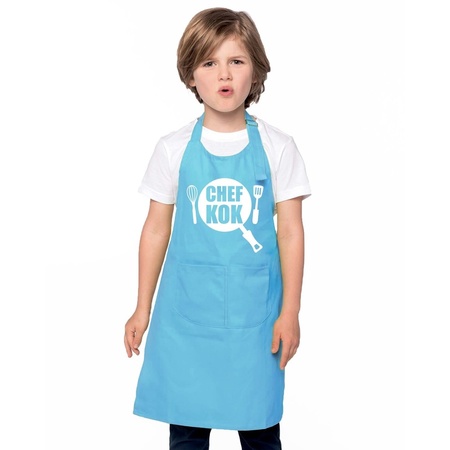 Chef kok apron blue children