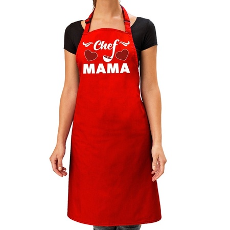 Chef Mama keukenschort rood voor dames / Moederdag