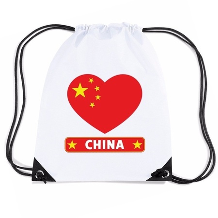 China hart vlag nylon rugzak wit