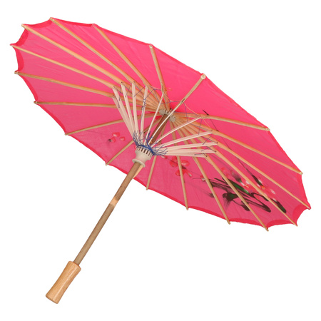 Chinese deco  paraplu fuchsia roze 50 cm