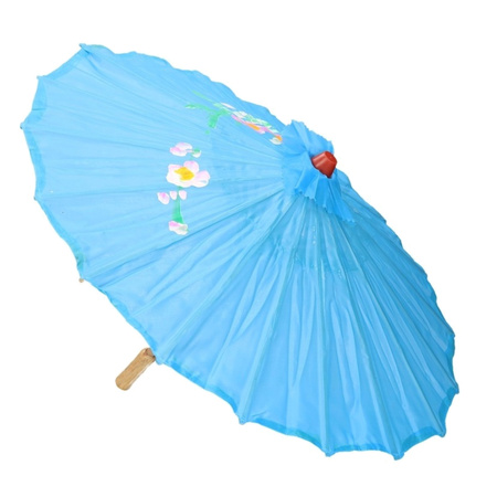 Chinese deco paraplu lichtblauw 50 cm