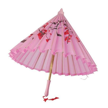 Pink parasol with Asian print
