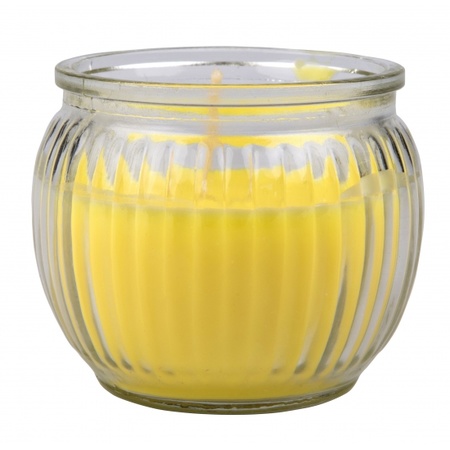 Yellow citronella scented candle in glass holder  - 6x - 7 x 6 cm