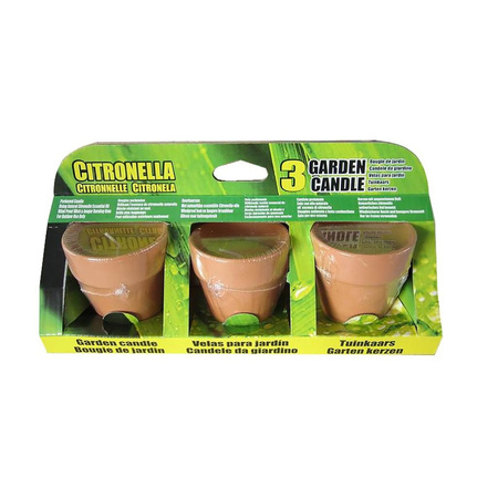 9x Citronella candles terracotta pot - H6,5 cm - 10 burning hours