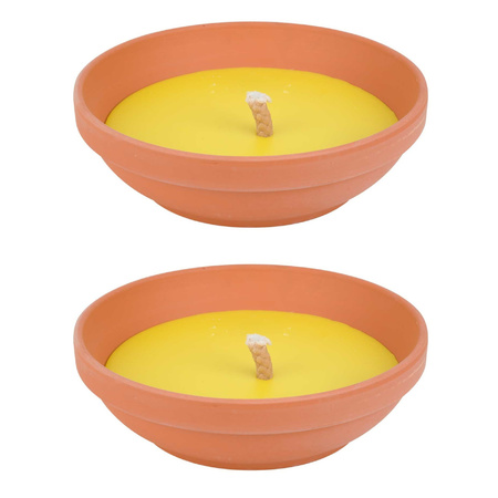 5x citronella candles in terracotta bowl - 23 cm - 15 burning hours