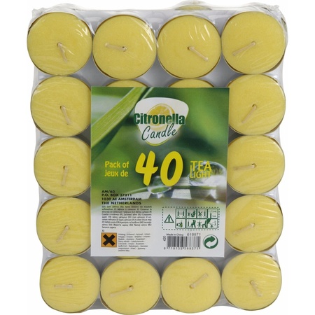 Citronella tealights - 40x pieces - yellow