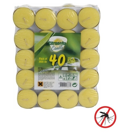 Citronella waxinelichtjes - 40x stuks - geel