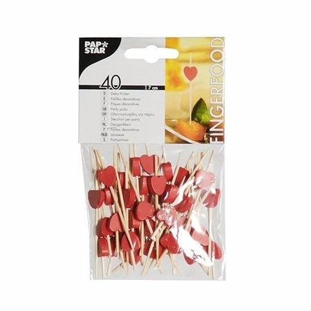 Cocktail picks with red hearts 40 pieces