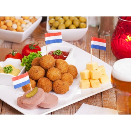 Cocktail flag picks Netherlands - 500x - red/white/blue - 8cm - Holland party flag picks