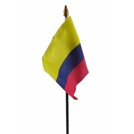 Colombia mini vlaggetje op stok 10 x 15 cm