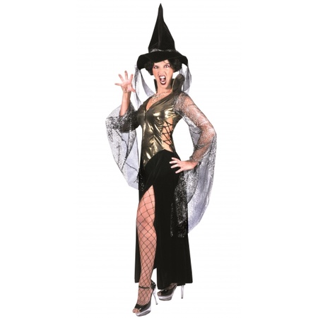 Complete witches dress black/gold