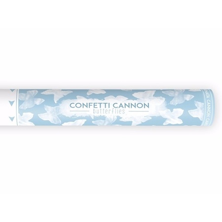Confetti kanon witte vlinders 40 cm