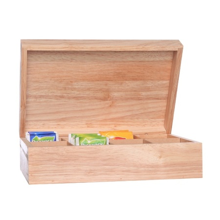 Wooden tea box - 8 compartments - blanco wood - 29 x 19 x 9 cm