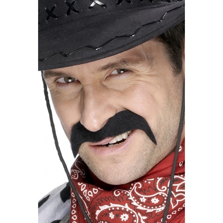Cowboy or mexican tash - black - for adults - carnaval