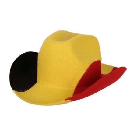 Cowboyhoed kleuren vlag Belgie - zwart geel rood - polyester