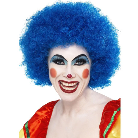 Crazy clown pruik blauw