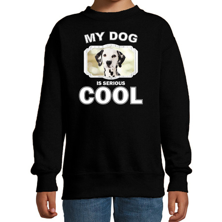 Dalmatier honden trui / sweater my dog is serious cool zwart voor kinderen
