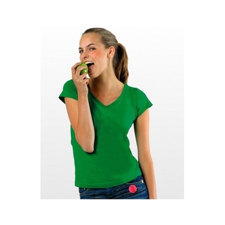 Ladies t-shirt v-neck kelly green
