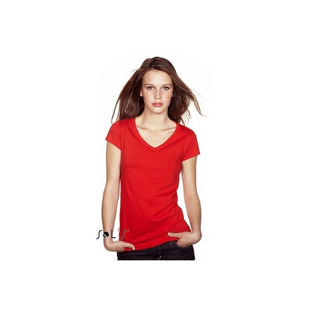 Ladies t-shirt v-neck red