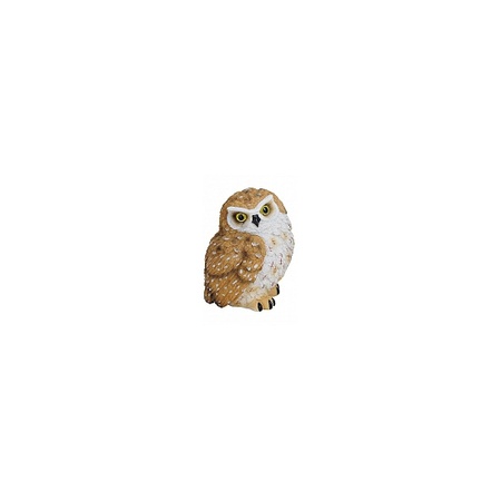 Decoration owl brown and white 11 cm