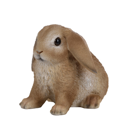 Decoratie dieren beeldje bruin Hangoor konijn 15 cm