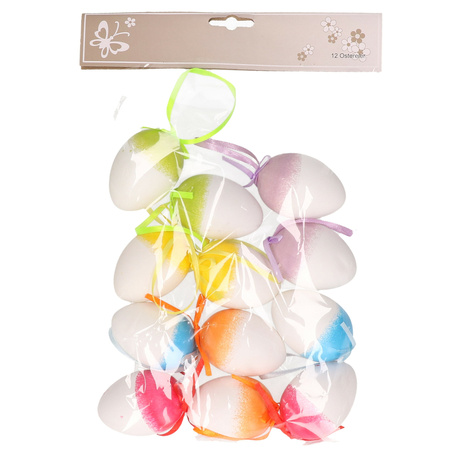 Easter eggs - 12x - plastic - 6cm - easter decoration