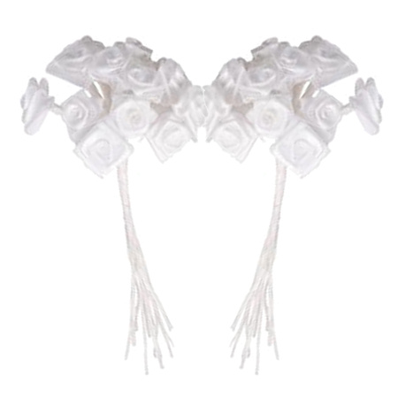 Decorative DIY flowers silk - bunch of 12 - white