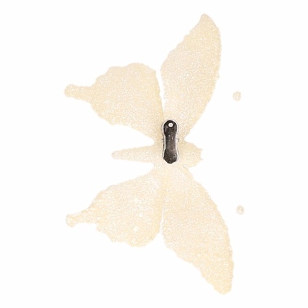 Decoratie vlinder creme glitter 18 cm