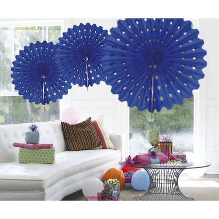 Decoration fan blue 45 cm