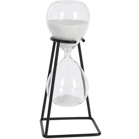 Decoration hourglass white with metal stand 25 cm