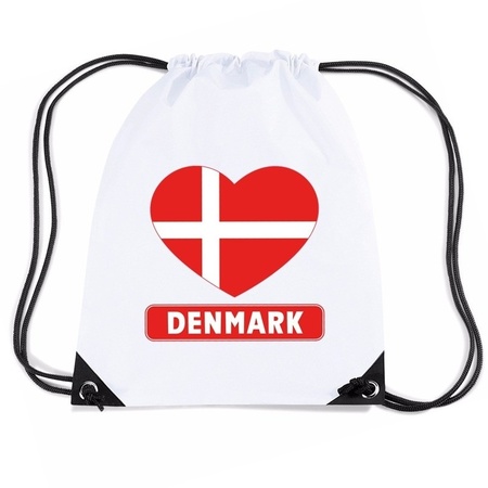 Denemarken hart vlag nylon rugzak wit