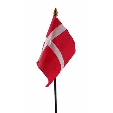 Denmark mini flag on pole 10 x 15 cm