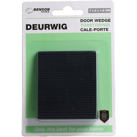 Deurstopper / deurwig - rubber - zwart - 16 mm 