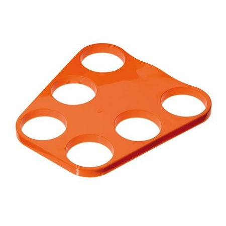 Tray/cup holder for 6 beer glasses - orange - plastic
