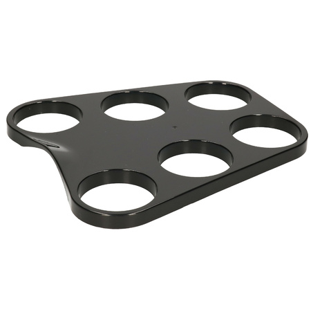 Tray/cup holder for 6 beer glasses - black - plastic