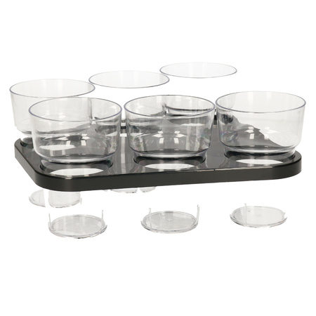 Tray/cup holder for 6 beer glasses - black - plastic