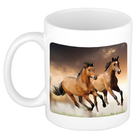 Animal photo mug brown horses 300 ml
