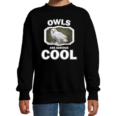 Dieren sneeuwuil sweater zwart kinderen - owls are cool trui jongens en meisjes