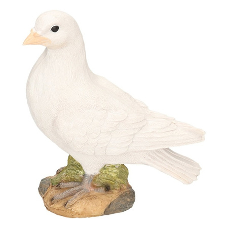 Dierenbeeld witte duif stenen beeld links 24 cm