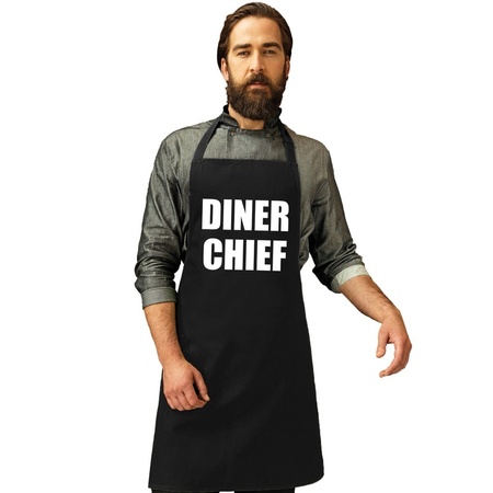 Diner chief keukenschort zwart heren