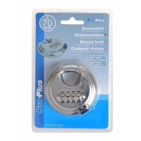 Disc padlock 70 mm with number combination