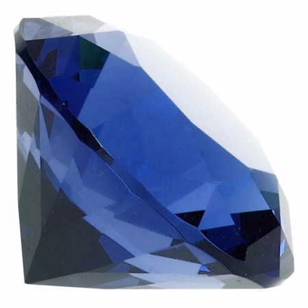 Donker blauwe nep diamant 5 cm van glas
