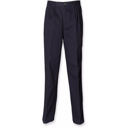 Dark blue cotton chino trousers for men