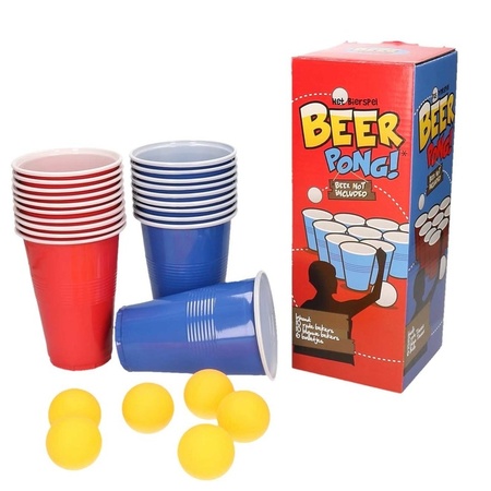Drankspel/drinkspel beer pong set met red en blue cups