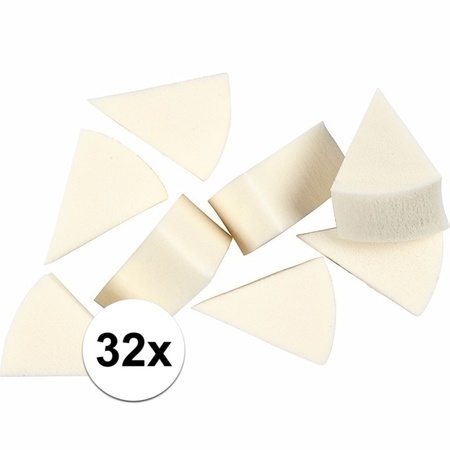 Driehoekige witte sponsjes 32 stuks