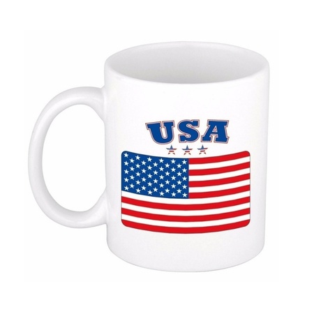 Drink mok Amerikaanse/USA vlag - wit - 300 ML