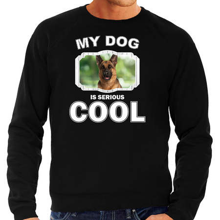 Duitse herder honden sweater / trui my dog is serious cool zwart voor heren