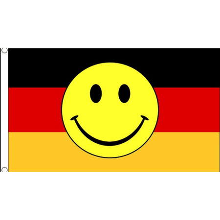 Duitse vlag met smiley 90 x 150 cm