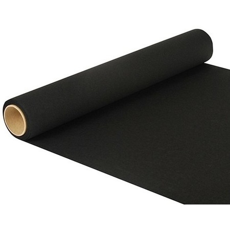 Duni tafelloper - papier - zwart - 480 x 40 cm